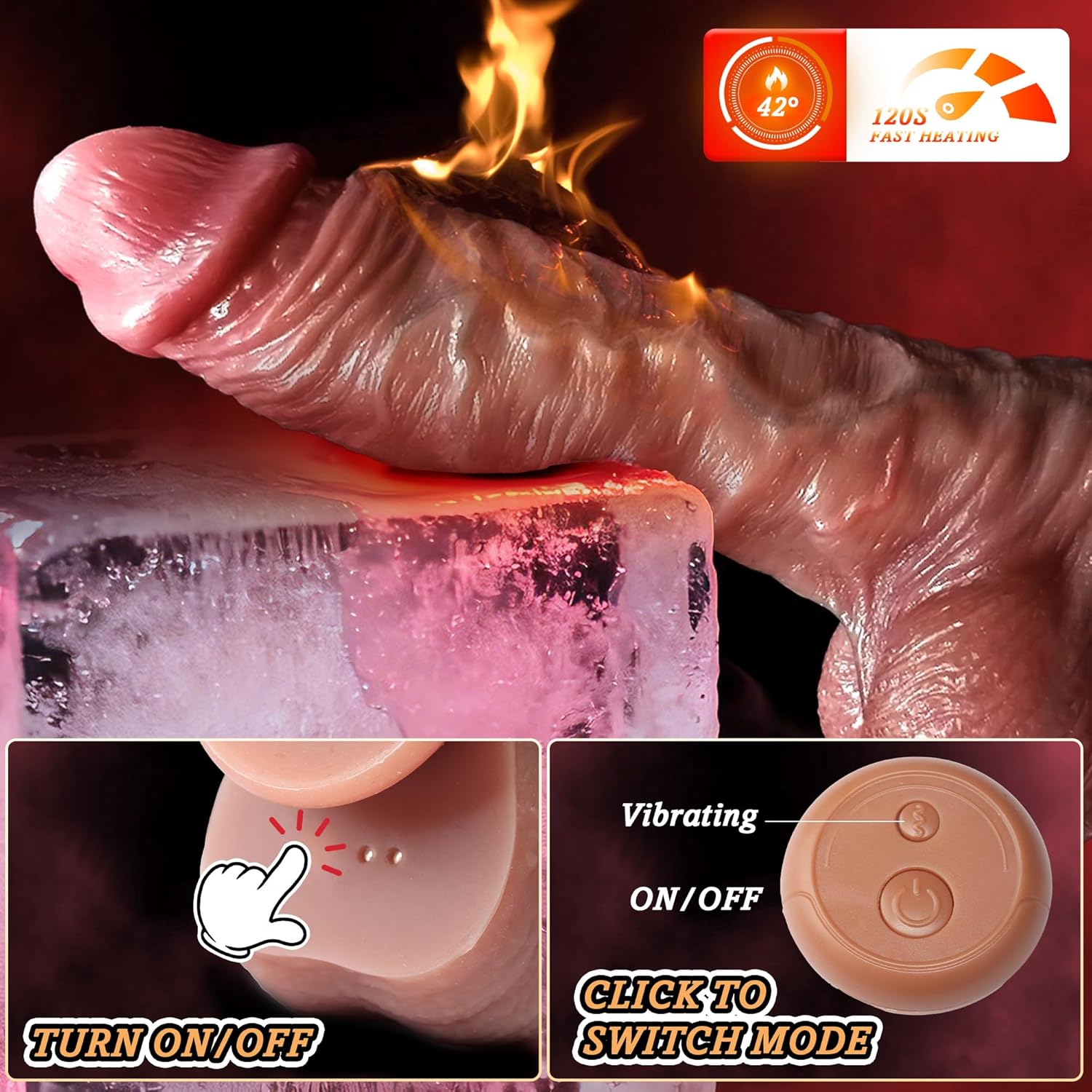 Dildo Realistic Vibrator Silicone Sex Toy, 8.46 inch Adult Toy with 10 Vibration Modes and Strong Suction Cup, Real Feel Dildo for G Spot & Anal Stimulation, Perfect for Women & Couples