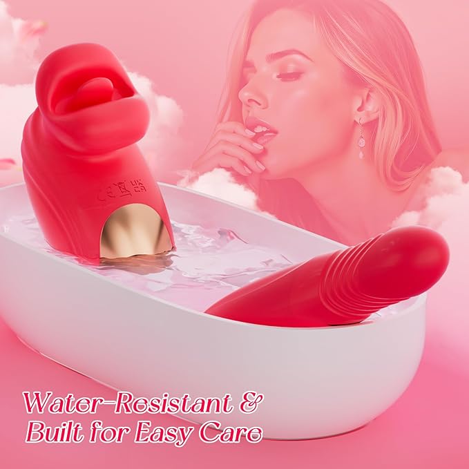 Rose Vibrator Women Sex Toys - G Spot Mouth Vibrators with 10 Biting Licking Vibrating & 10 Thrusting Modes Clitoral Anal Nipple Thrusting Dildo Stimulator Pleasure Tools Adult Sex Toy for Female