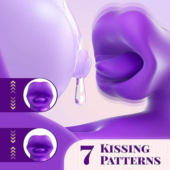 FOBONO Vibrator Adult Sex Toys for Women, 3 in 1 Tongue Thrusting Vibrators Dildo Rose Sex Toy with 7 Kissing and Flapping Modes, 10 Vibrating G Spot Vibrator Dildos for Women Couples Sex Toys
