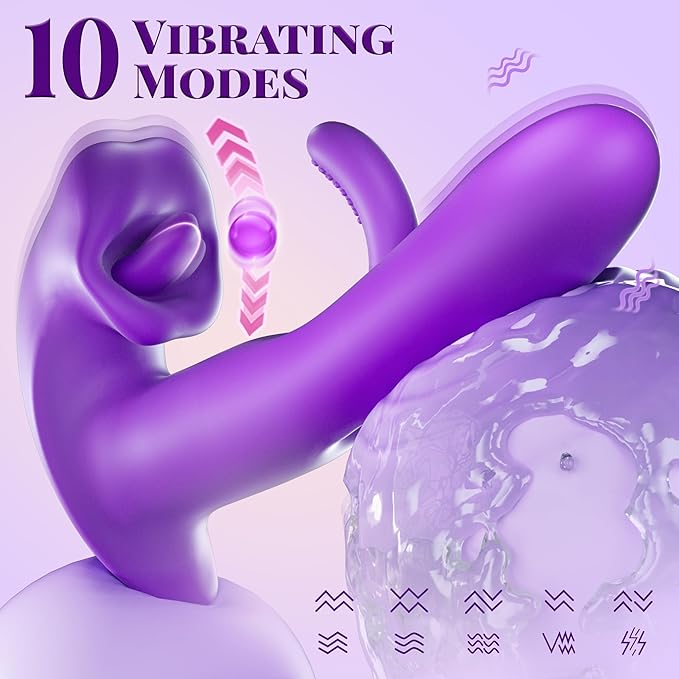 FOBONO Vibrator Adult Sex Toys for Women, 3 in 1 Tongue Thrusting Vibrators Dildo Rose Sex Toy with 7 Kissing and Flapping Modes, 10 Vibrating G Spot Vibrator Dildos for Women Couples Sex Toys