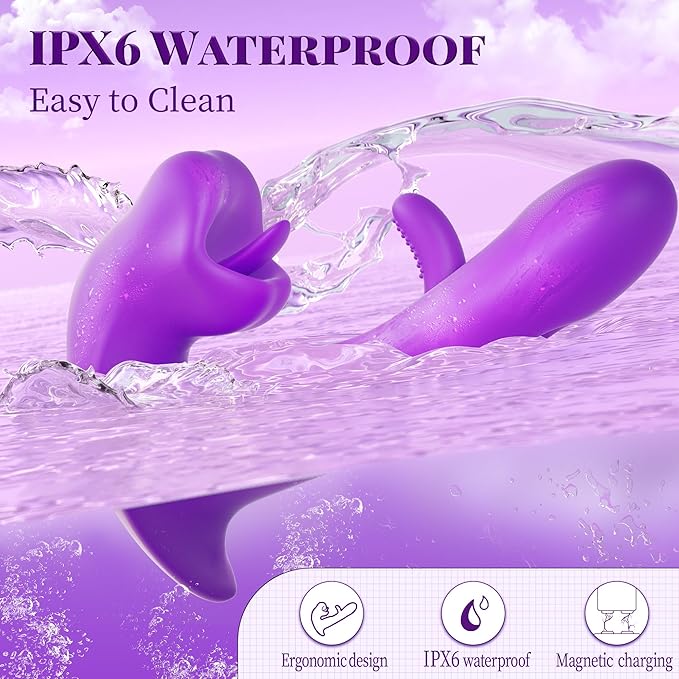 FOBONO Vibrator Adult Sex Toys for Women, 3 in 1 Tongue Thrusting Vibrators Dildo Rose Sex Toy with 7 Kissing and Flapping Modes, 10 Vibrating G Spot Vibrator Dildos for Women Couples Sex Toys