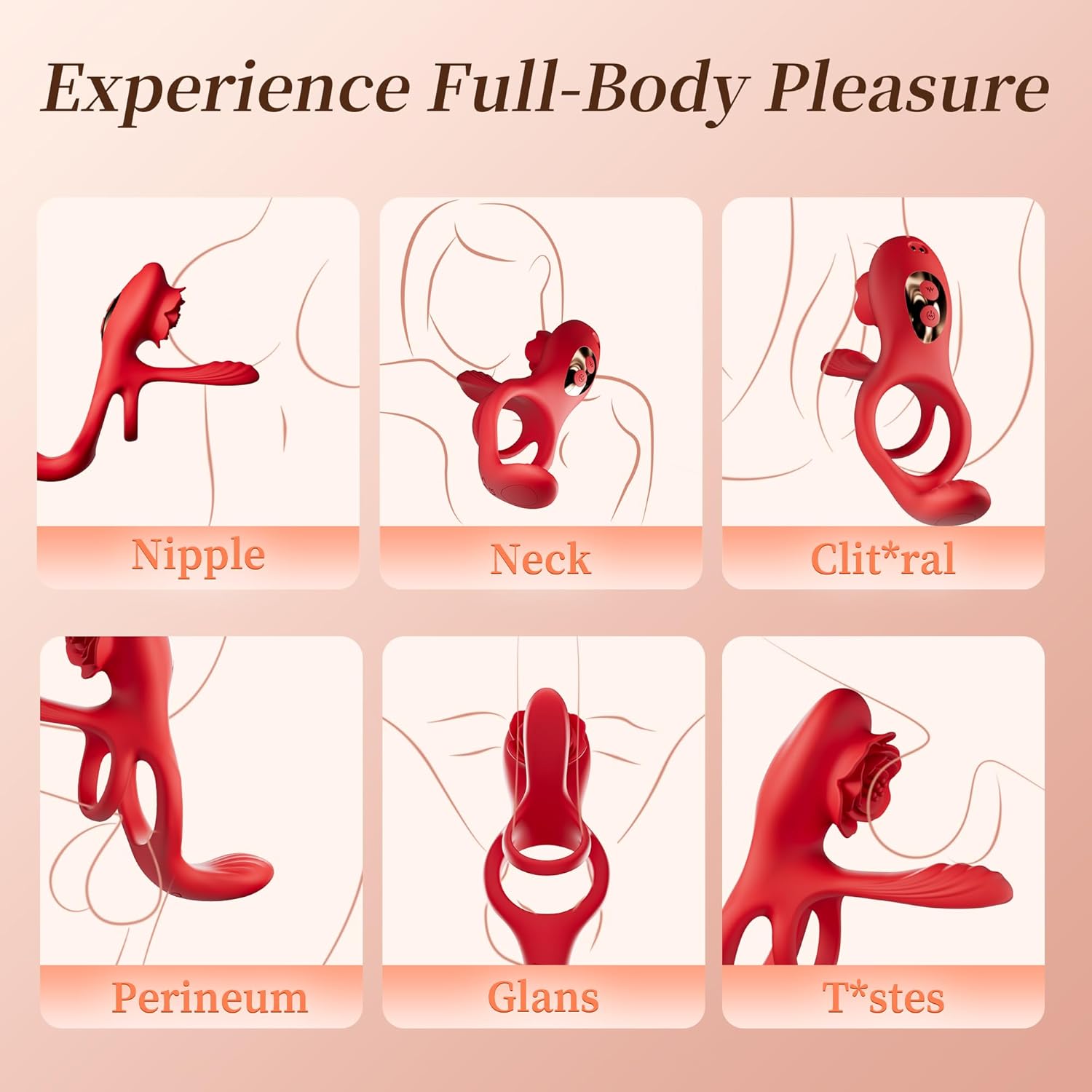 Vibrating Cock Ring Sex Toys for Men, 3 in 1 Couples Sex Toys Vibrator with Penis Ring, Clit & Perineum Stimulate, Remote-Controlled 10 Vibration Modes Male Sex Toy, Rose Sex Toy Adult Toys for Women