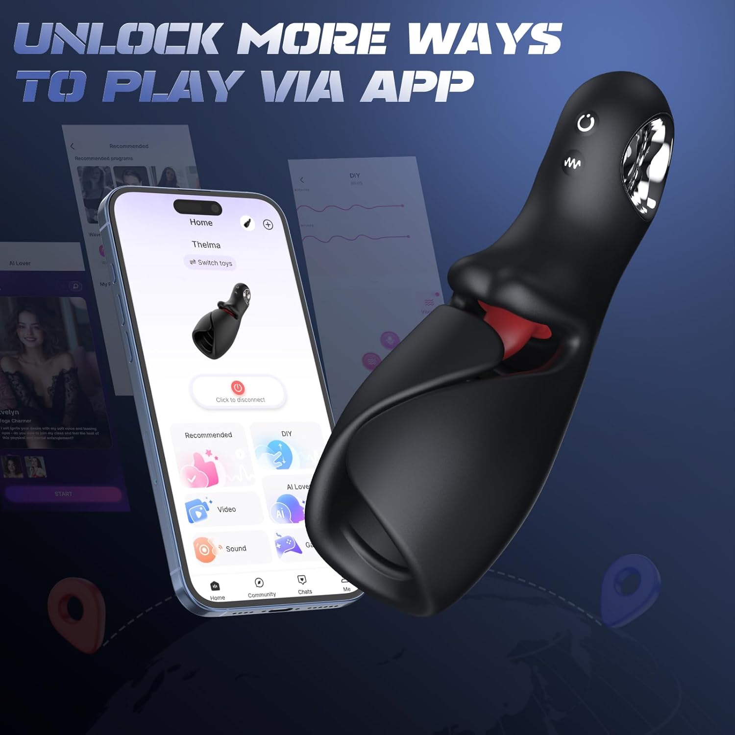 Male Sex Toys for Men Tongue Vibrator - EINSEO Male Masturbator AI Smart APP Control Pocket Pussy Stroker with 10 Licking & Vibrating Modes Penis Vibrator, Handheld Blowjob Adult Toys Massage Oils