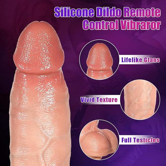 Thrusting Dildo Sex Toys Vibrator - Heating Huge Silicone Dildo Penis Vibrator with 10 Thrusting & 10 Vibrating Modes for G Spot Anal Stimulation, Suction Cup Adult Sex Toys for Women Couples