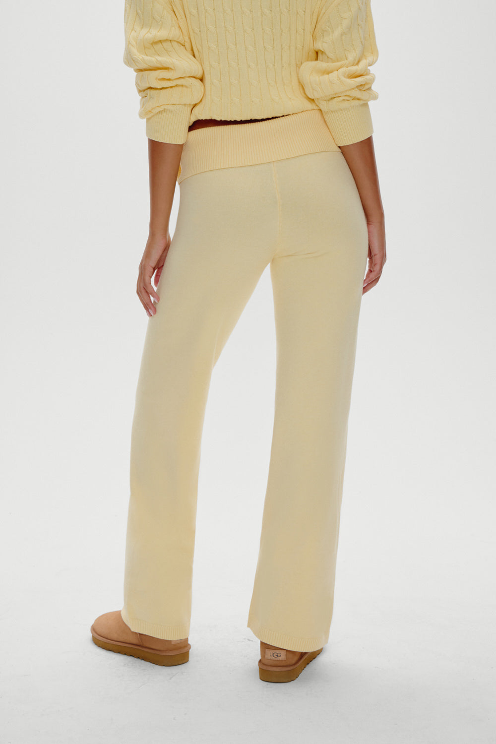 Dawson Knit Fold Over Pants - Vanilla Sugar