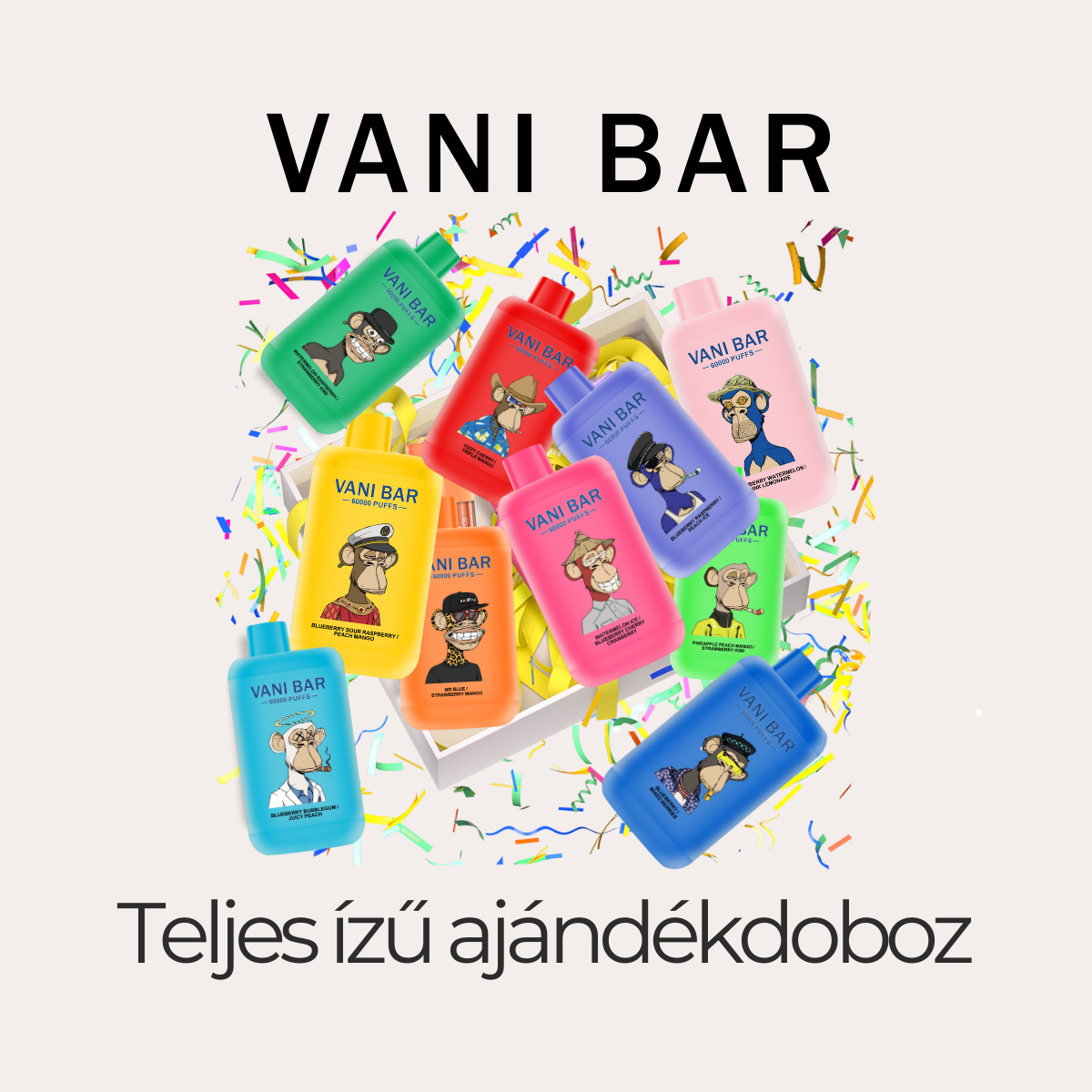 ✨🎁10db Vanibar 2in1 60000puffsajándékkészlet - Tíz különböző íz