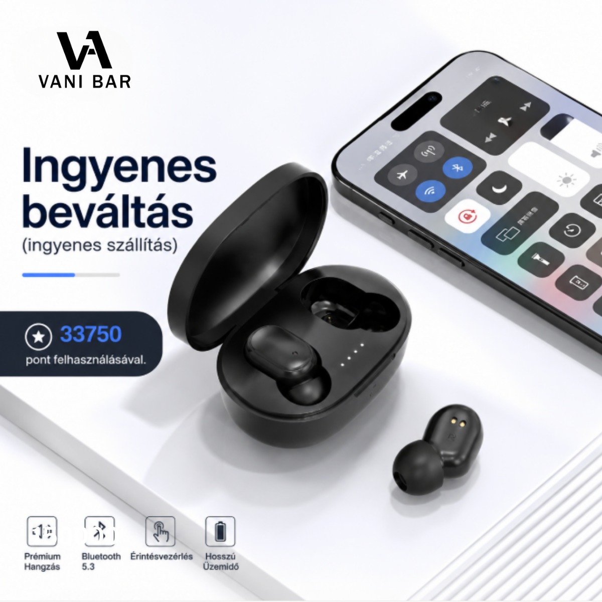 Vanibar vezeték nélküli Bluetooth fülhallgató