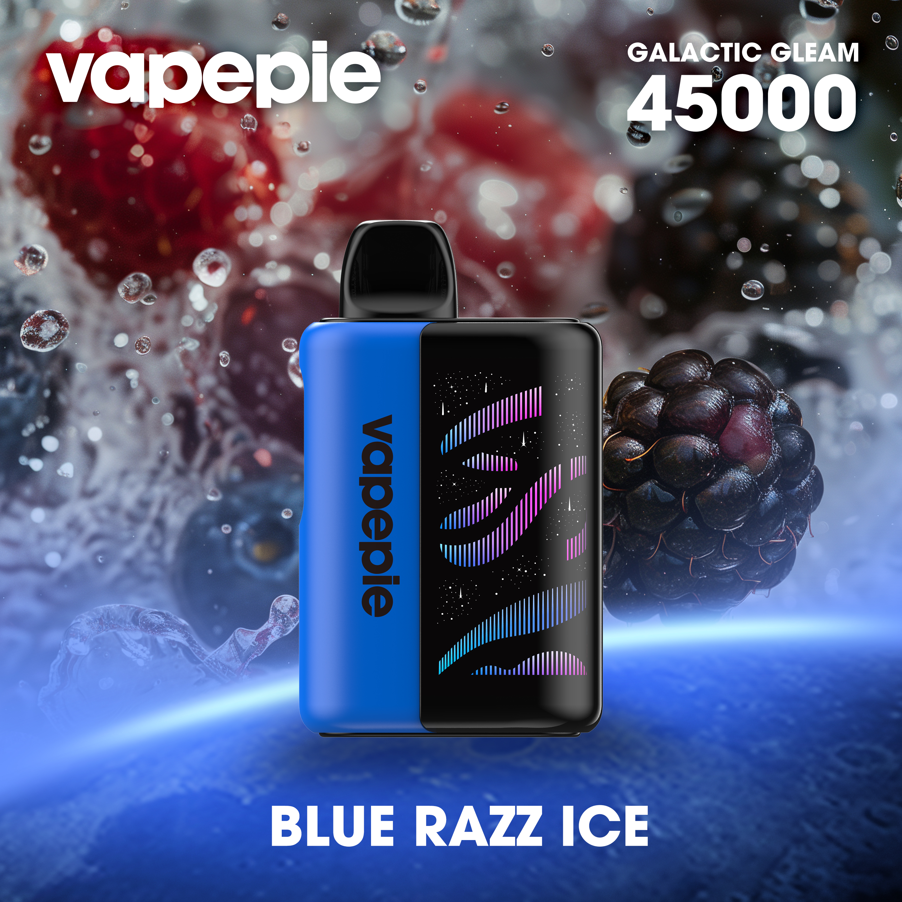 BLUE RAZZ ICE & VAPEPIE Galactic Gleam 45000 slukkot – Ívelt képernyő és mas