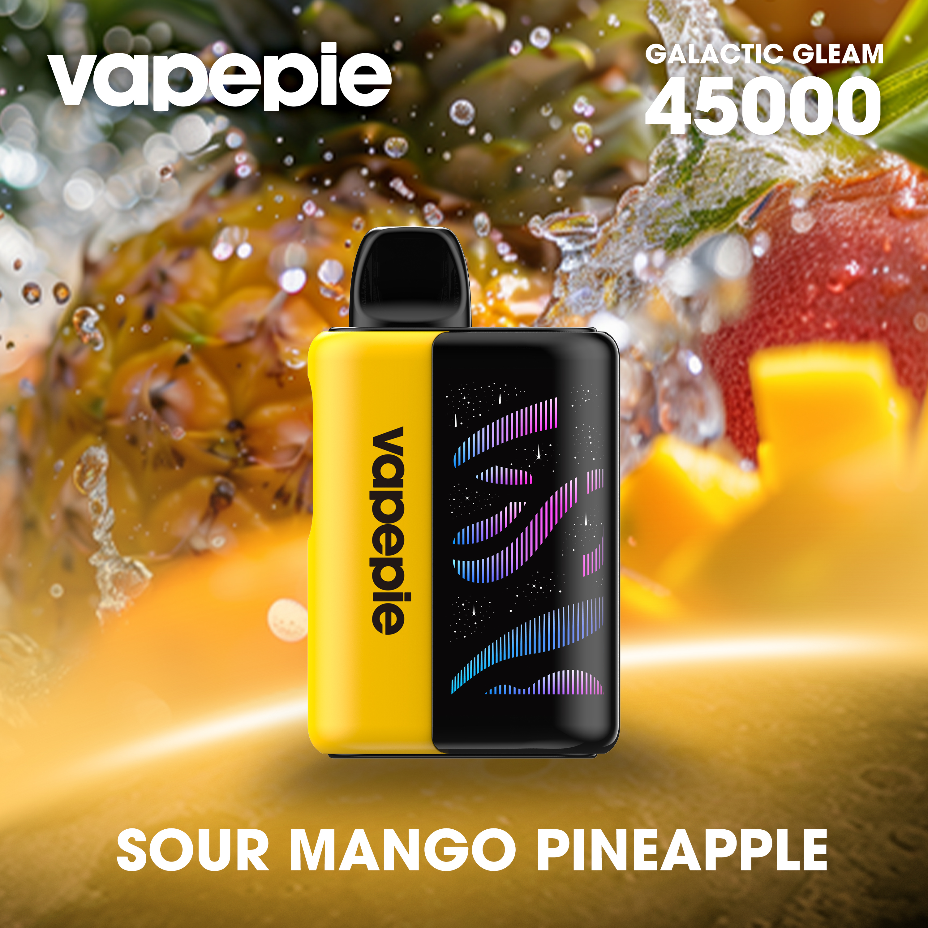 SOUR MANGO PINEAPPLE & VAPEPIE Galactic Gleam 45000 slukkot – Ívelt képernyő és mas