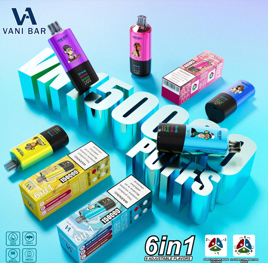 Vanibar 6in1 150000 puffs & Watermelon Ice/Strawberry Ice/Blueberry Raspberry