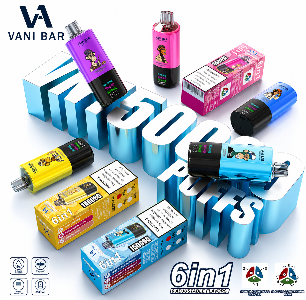 Vanibar 6in1 150000 puffs
