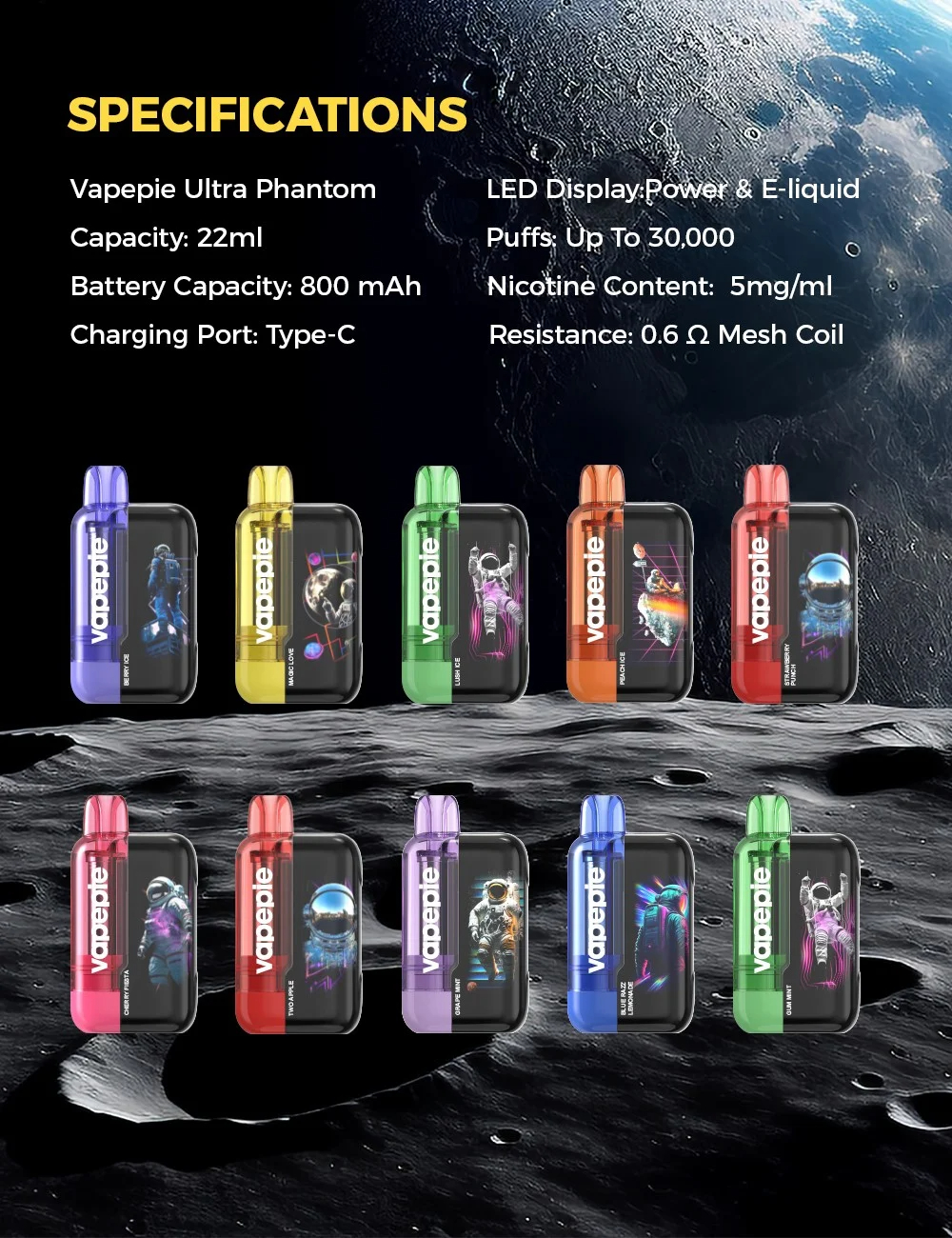 vapepie x TK Ultra Phantom 30000 Puffs VÁLASZT MEG! VÉLETLEN ÍZ! OLCSÓBB!