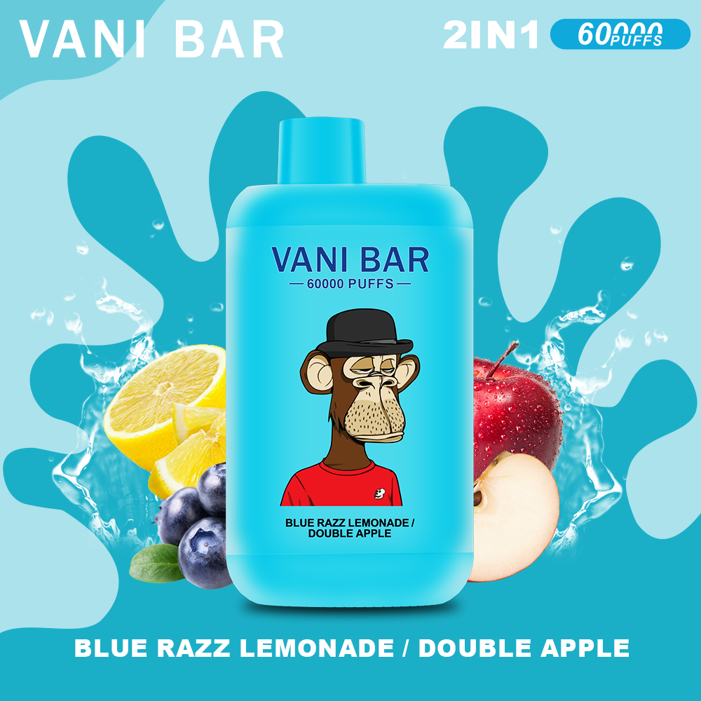 vanibar 2in1 60000 puffs & BLUE RAZZ LEMONADE/DOUBLE APPLE