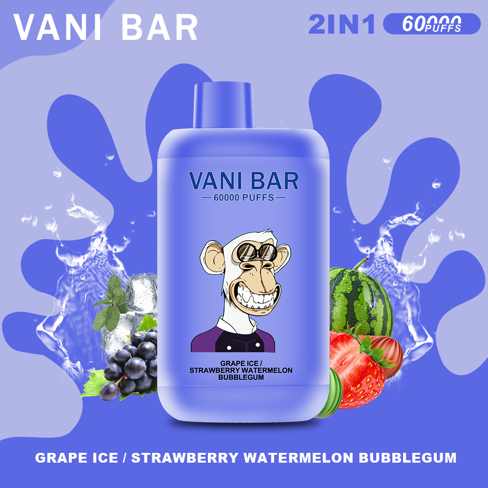 vanibar 2in1 60000 puffs & Szőlőfagylalt / Epres-görögdinnye rágógumi