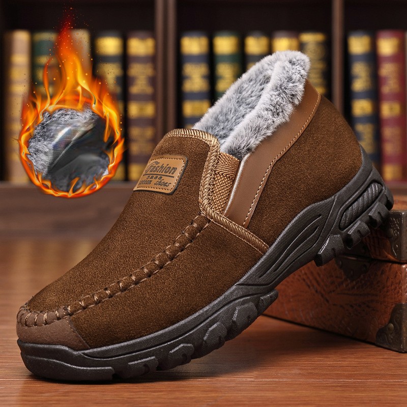 Men's Good Arch Support Outdoor Warm Lightweight Walking Slip On Sneakers