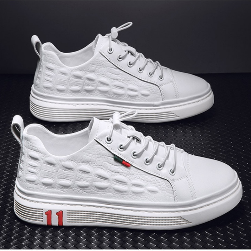Men's Crocodile Print Leather Casual Sneakers