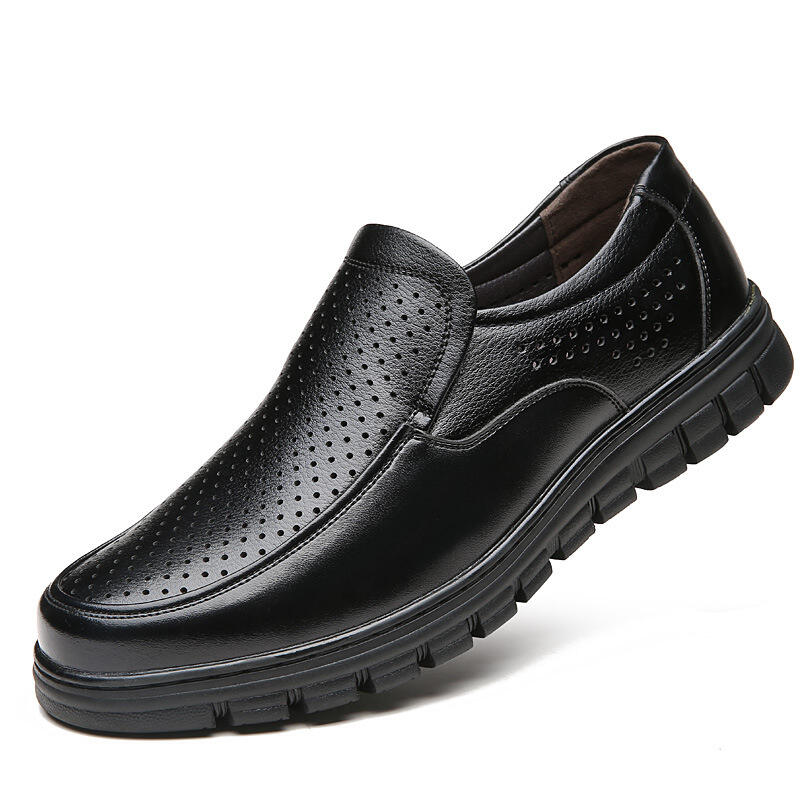 Men's Genuine Leather Slip-on Warm Winter Plush Soft Insole Casual Business Shoes