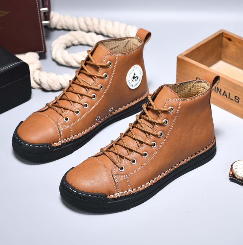 Leather Sneakers | Men's High Top Trainers