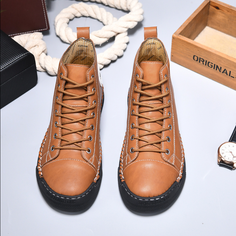 Leather Sneakers | Men's High Top Trainers