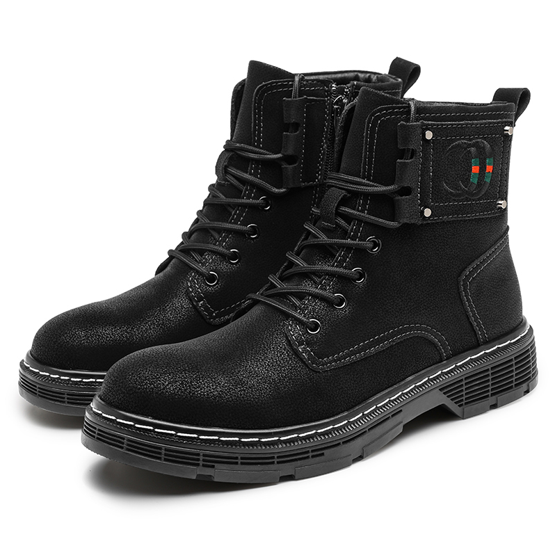 Men's Fashion Classic Work Side Zipper Cowhide Leather Waterproof Ankle Protection Boots