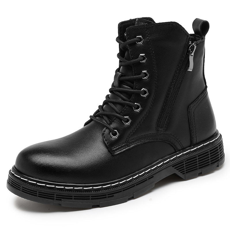 Men's Fashion Classic Work Side Zipper Cowhide Leather Waterproof Ankle Protection Boots