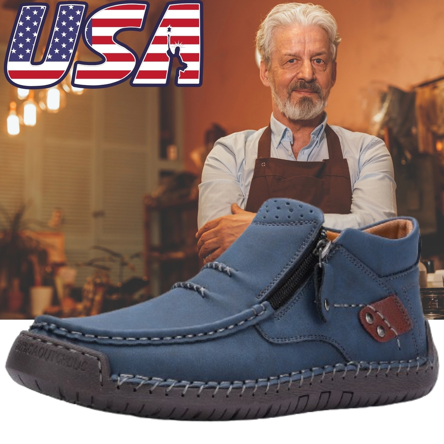 ⏰Limited Time Sale 70% OFF-Men's Handmade Premium Leather Slip-On Driving Boots