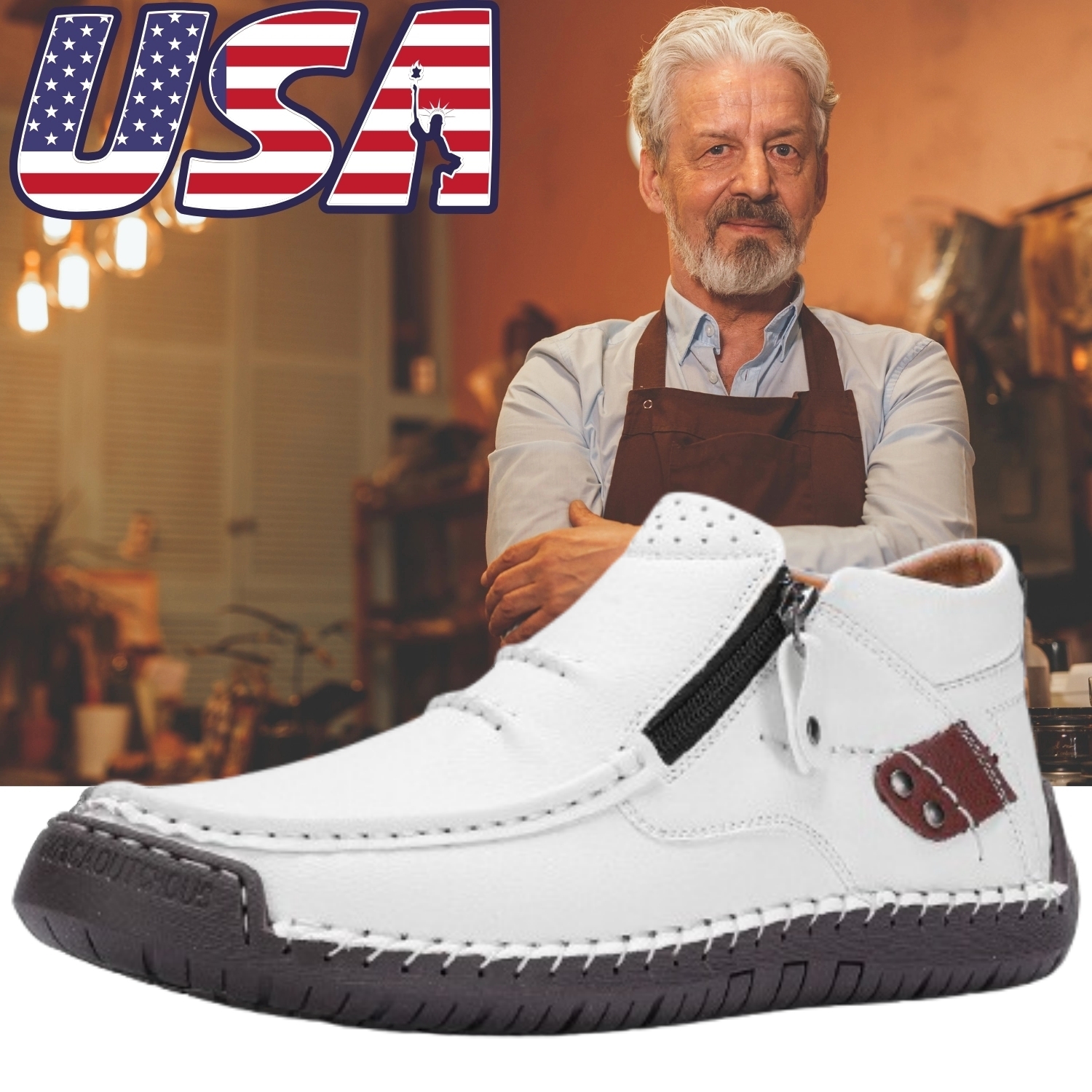 ⏰Limited Time Sale 70% OFF-Men's Handmade Premium Leather Slip-On Driving Boots