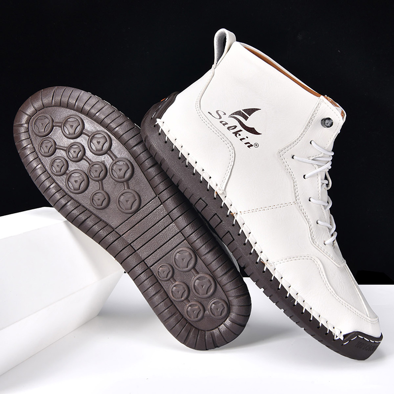 (⏰Limited Time Sale 70% OFF) Men's Orthopedic Comfortable Handmade Leather Boots - Waterproof, Non-Slip, Arch Support, Wide Toe, Shock-Absorbing, Outdoor Leather Boots