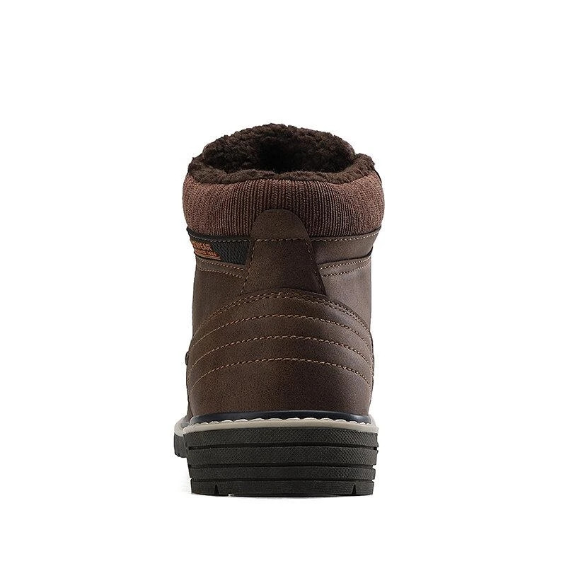 Men Outdoor Slip Resistant Warm Plush Lining Waterproof Snow Ankle Boots-burnzay