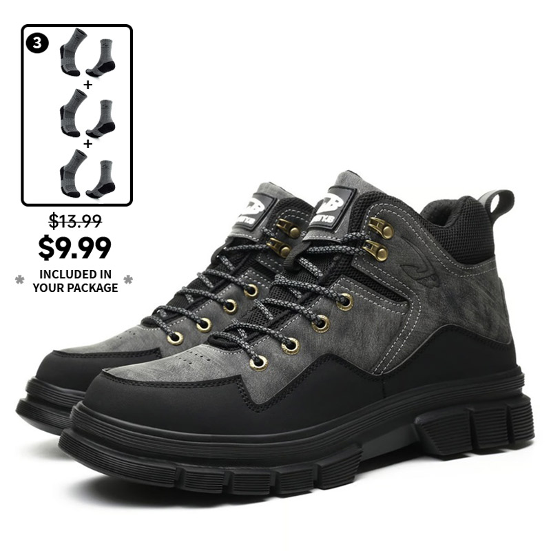 (⏰Limited Time Sale 70% OFF) Men's Steel Toe Work Safety Boots - Waterproof, Slip-resistant, Puncture-resistant, Smash-resistant - Orthopedic, Arch support, Wide toe, Ankle support