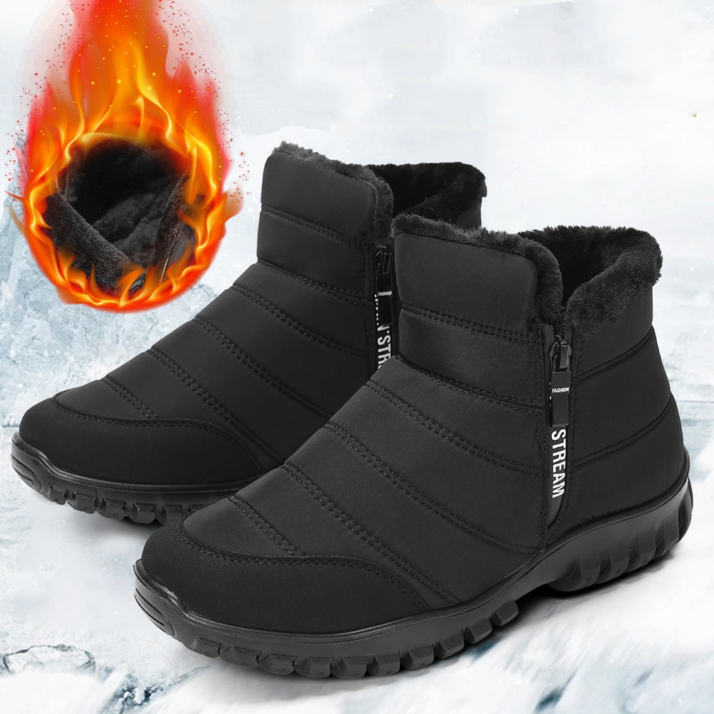 Men's Double Zipper Waterproof Non-slip Thick Warm Snow Boots