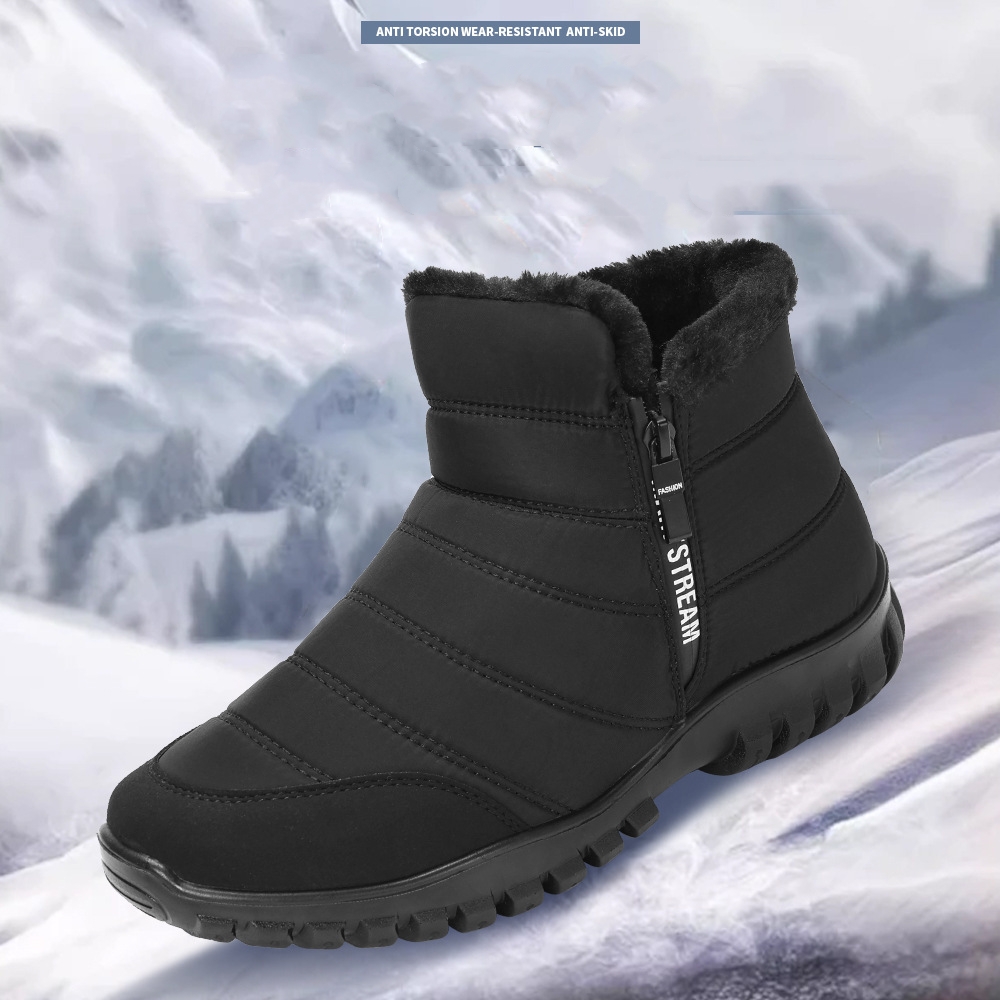 Men's Double Zipper Waterproof Non-slip Thick Warm Snow Boots