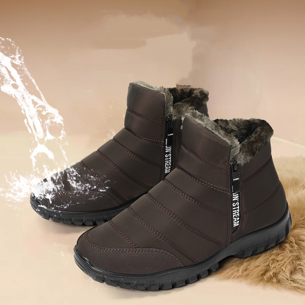 Men's Double Zipper Waterproof Non-slip Thick Warm Snow Boots