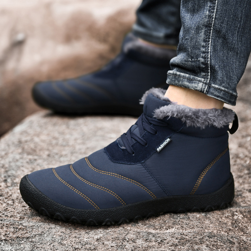 2024 New Men's Plus Size Mid-cut Warm Velvet Soft-soled Snow Boots