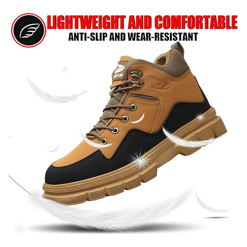 (⏰Limited Time Sale 70% OFF) Men's Steel Toe Work Safety Boots - Waterproof, Slip-resistant, Puncture-resistant, Smash-resistant - Orthopedic, Arch support, Wide toe, Ankle support