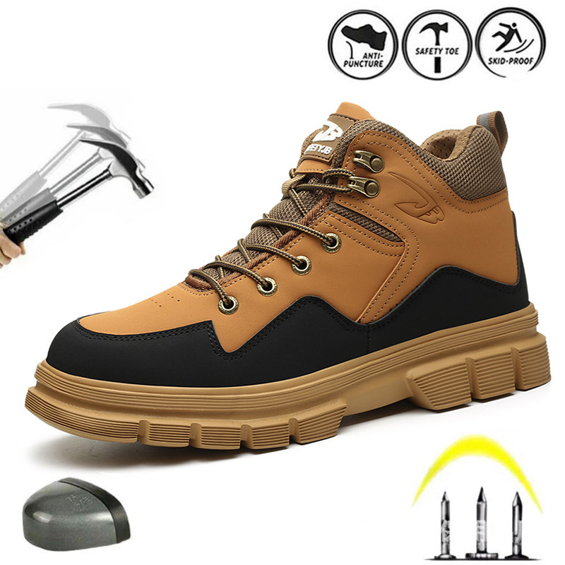 (⏰Limited Time Sale 70% OFF) Men's Steel Toe Work Safety Boots - Waterproof, Slip-resistant, Puncture-resistant, Smash-resistant - Orthopedic, Arch support, Wide toe, Ankle support