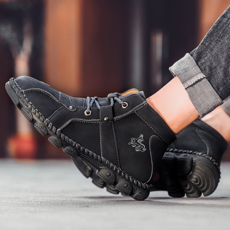 MEN'S COMFORTABLE LEATHER OUTDOOR WORK BOOTS