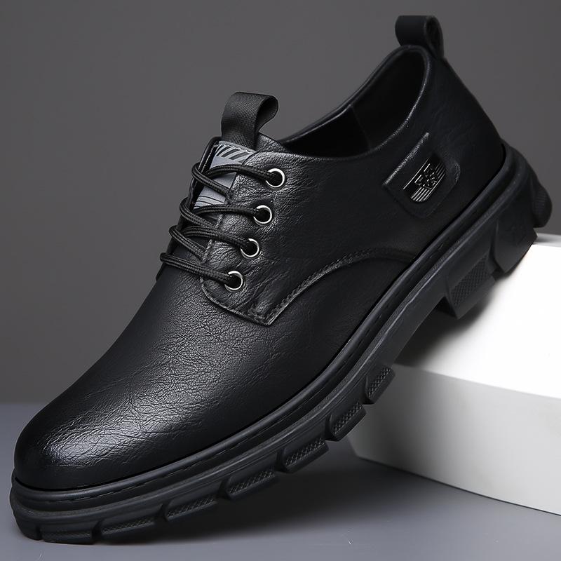 Men's leather shoes business formal casual low top short boots