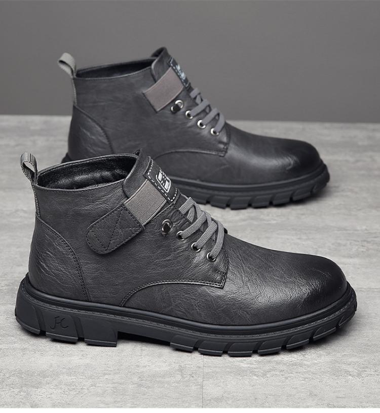 Men's Martin boots wool lined warm snow boots genuine leather tooling boots