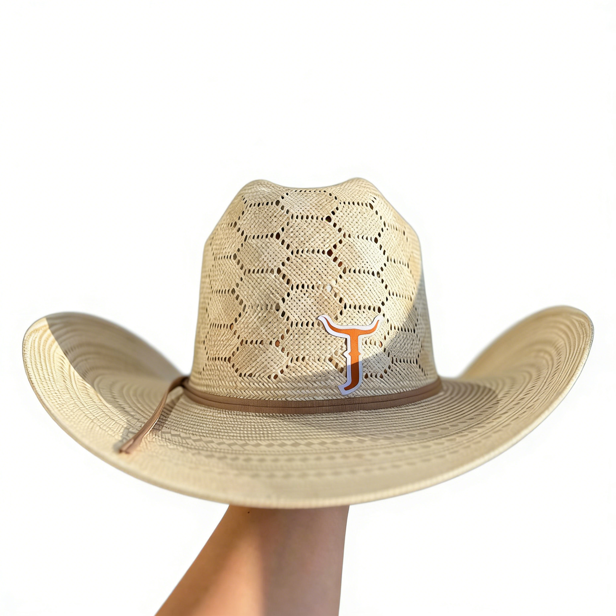 Hexagonal Open-Top Straw Hat