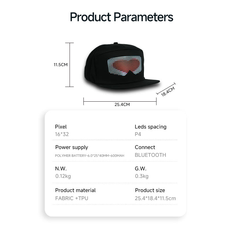 Swift-hat Oval Screen LED Cap