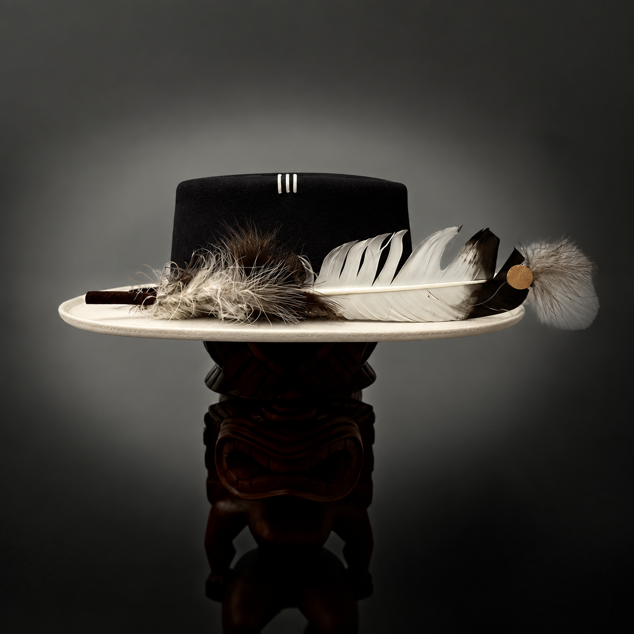 Two-Tone Western-Style Wool Felt Flat-Top Hat | Available in Multiple Colors
