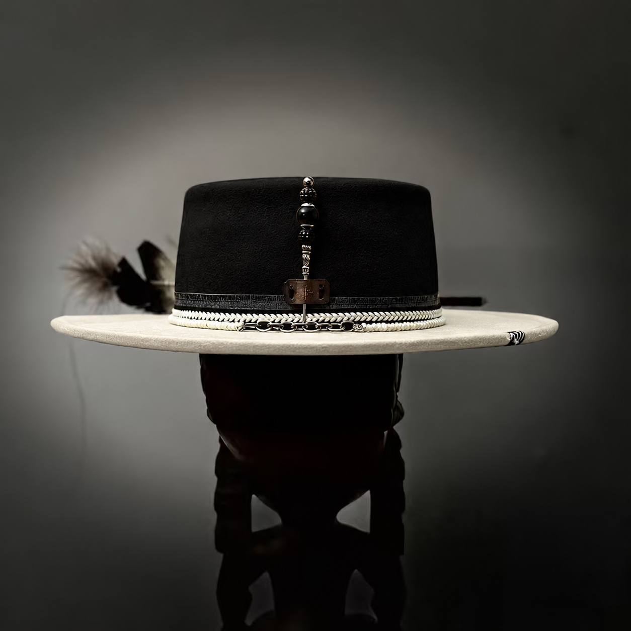 Two-Tone Western-Style Wool Felt Flat-Top Hat | Available in Multiple Colors
