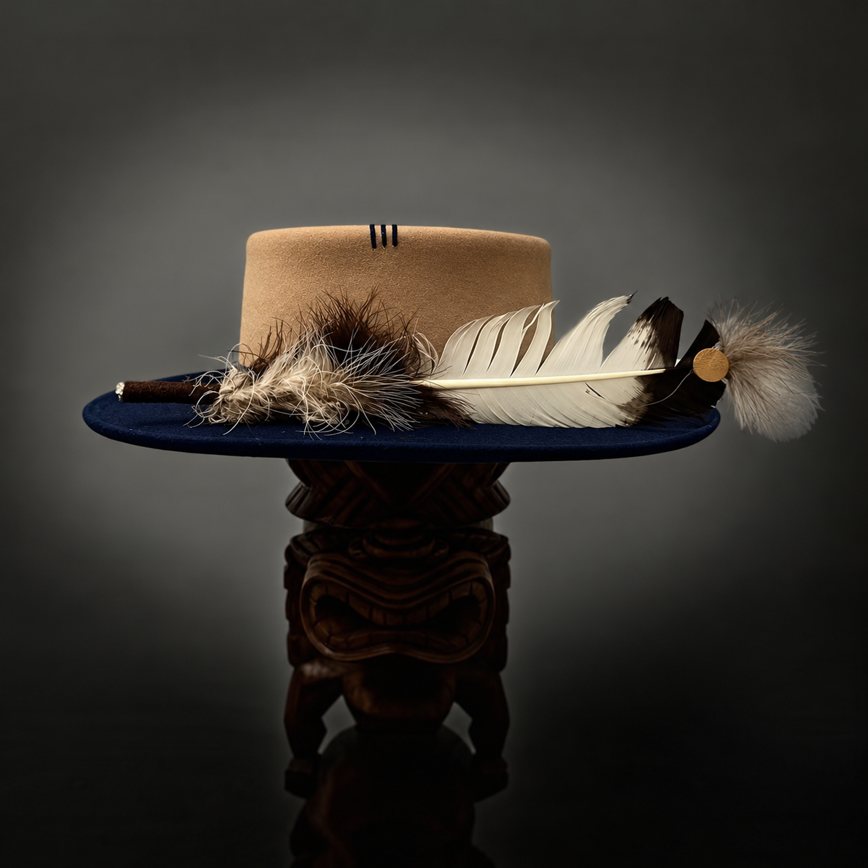 Two-Tone Western-Style Wool Felt Flat-Top Hat | Available in Multiple Colors
