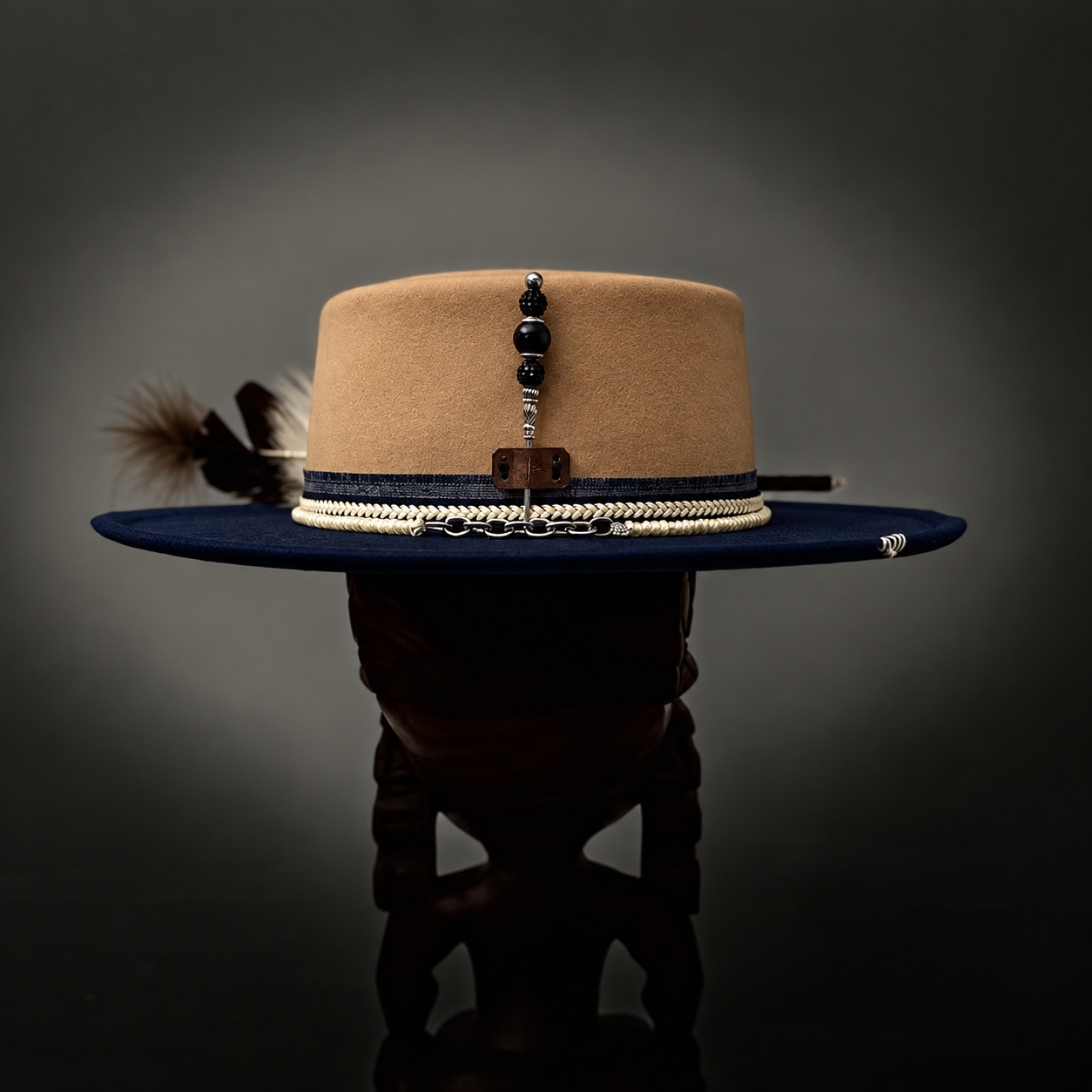 Two-Tone Western-Style Wool Felt Flat-Top Hat | Available in Multiple Colors