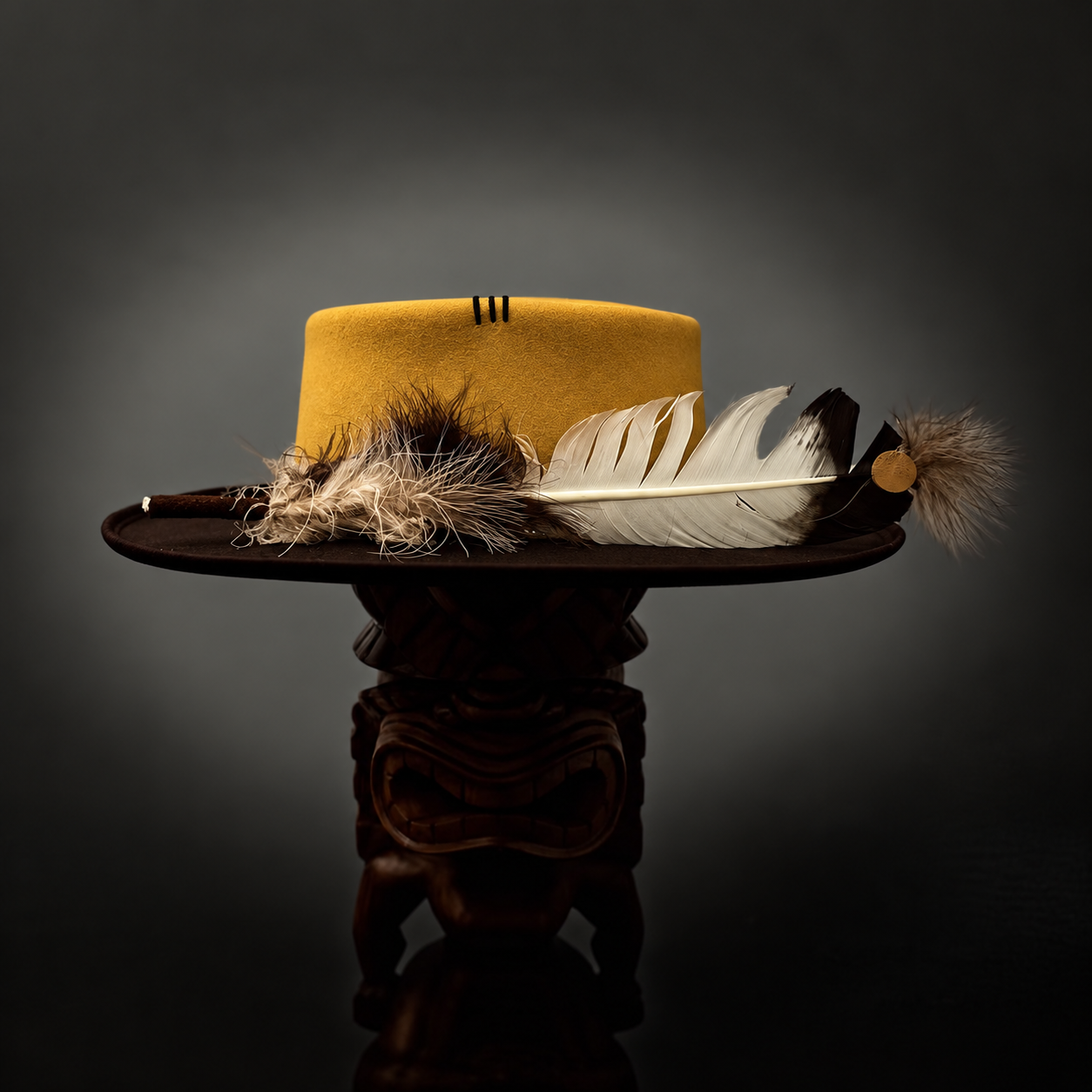 Two-Tone Western-Style Wool Felt Flat-Top Hat | Available in Multiple Colors