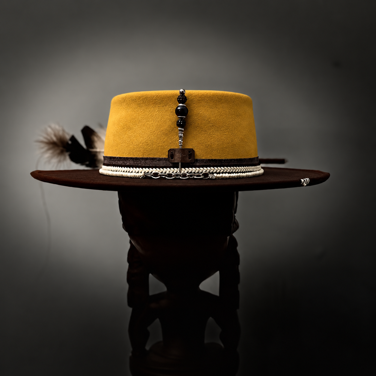 Two-Tone Western-Style Wool Felt Flat-Top Hat | Available in Multiple Colors