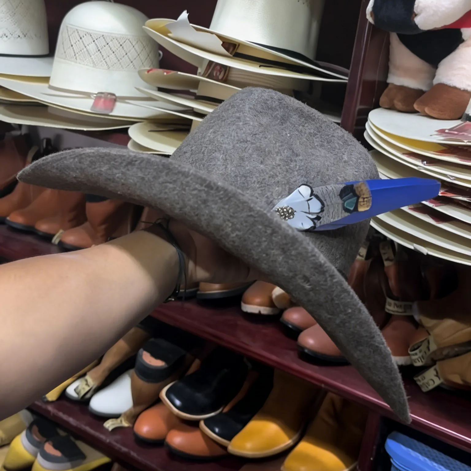 Slate Gray Plume Cowboy Hat