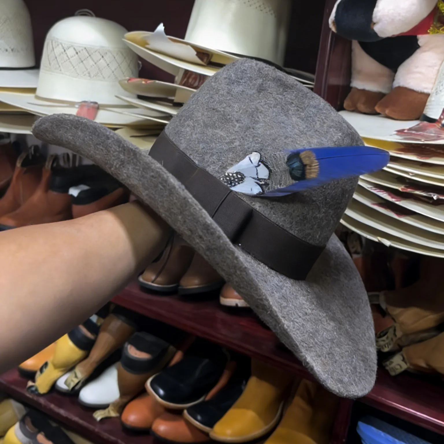 Slate Gray Plume Cowboy Hat