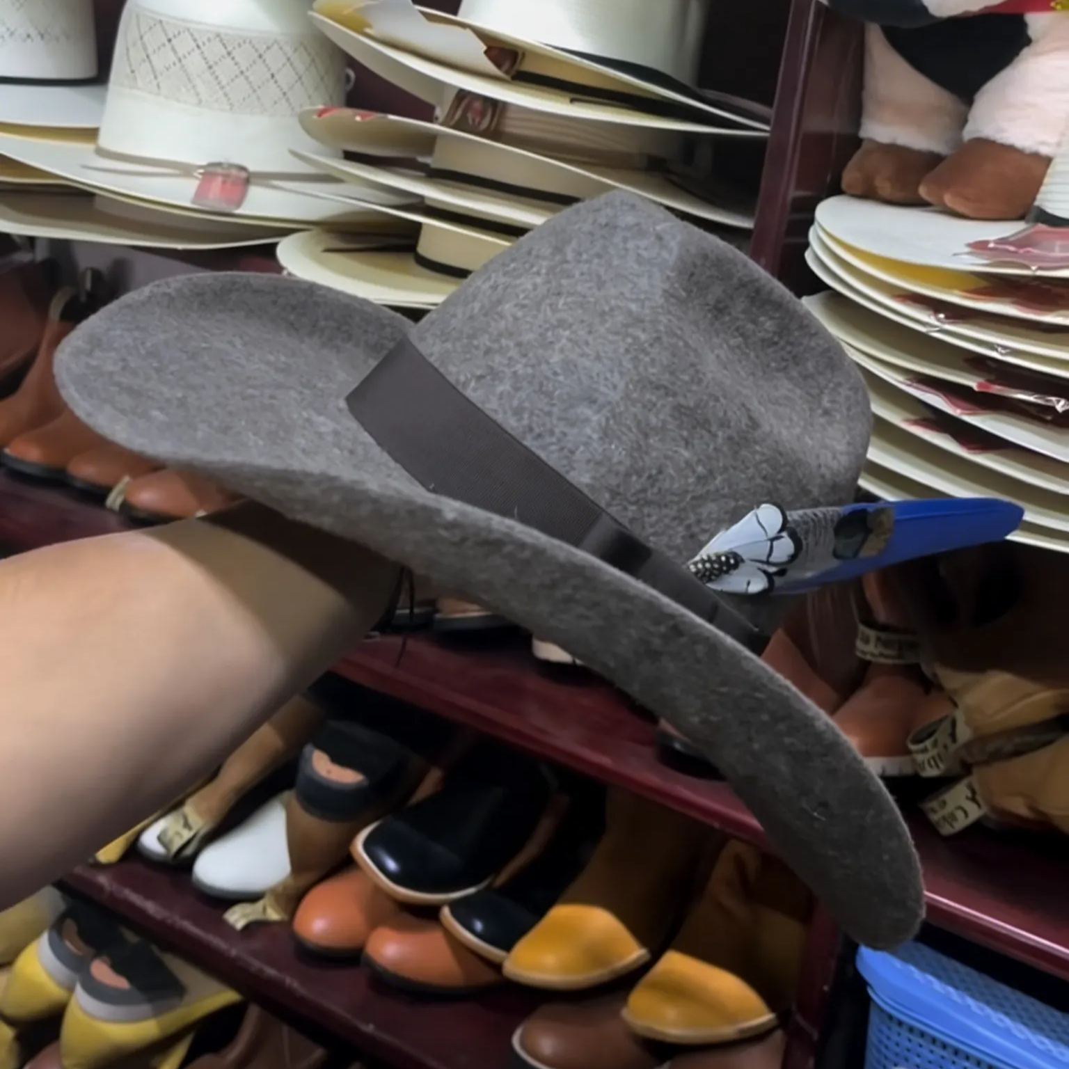 Slate Gray Plume Cowboy Hat